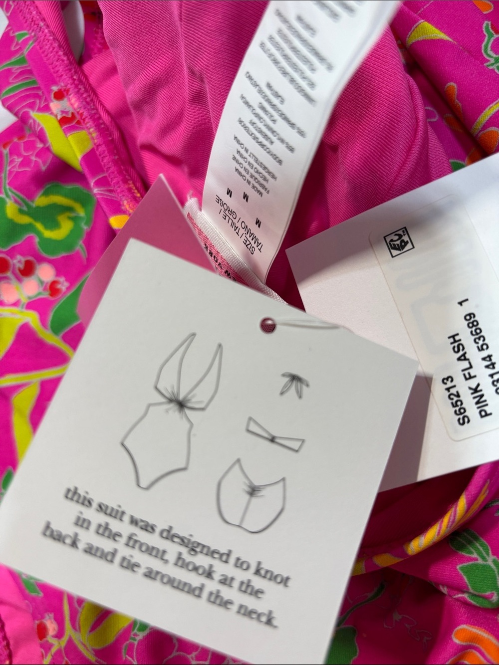 kate spade Pink flash Floral One-Piece lined flower & berries Swimsuit NWT M - Picture 11 of 14